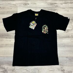 BAPE A Bathing Ape Stussy Green Camo Head Black Tee